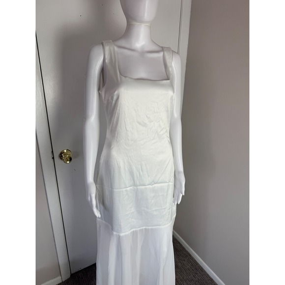 Commense White Maxi Dress Sheer Overlay Sleeveless Party Cocktail Dress‎ Size M - Picture 8 of 13
